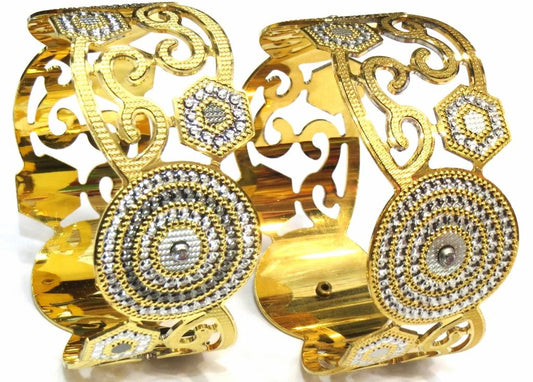 Jewelshingar Women's Silver Gold Plated Bangle Set Kada Churi Bracelet Kangan 2.2 Jewellery ( 7761-2.2-jb-pair ) - JEWELSHINGAR