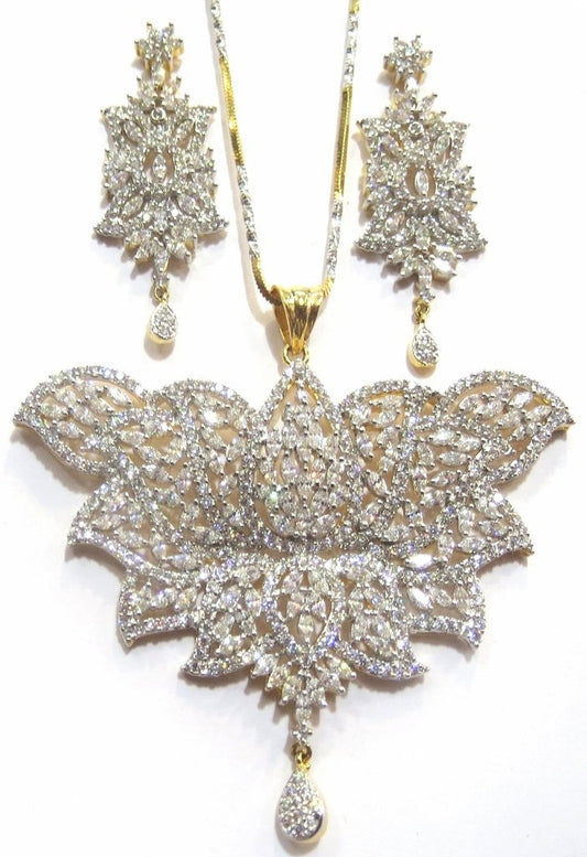 Jewelshingar Women's American Diamond Pendant Set Silver Jewellery ( 8537-psad ) - JEWELSHINGAR