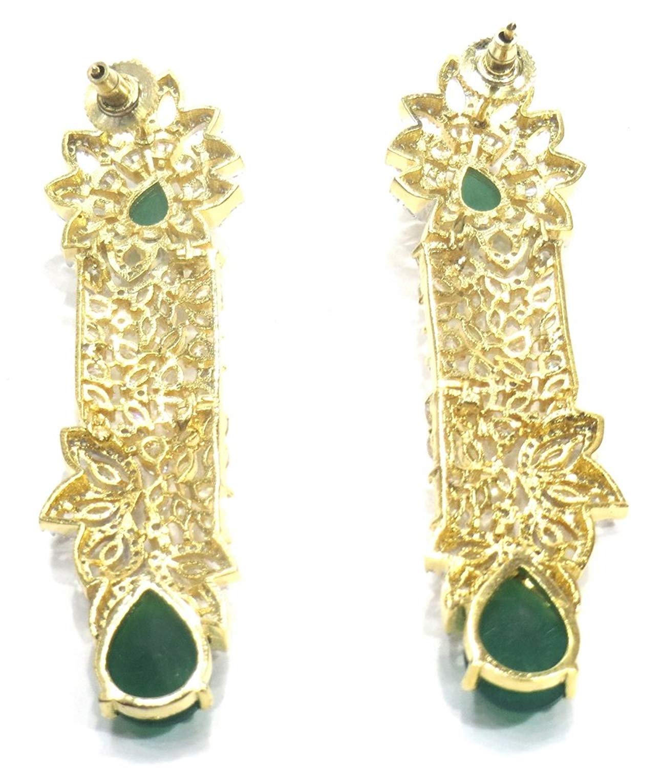 Jewelshingar Jewellery Fine Gold Plated Dangle & Drop Earrings For Girls ( 34570-ead-green )