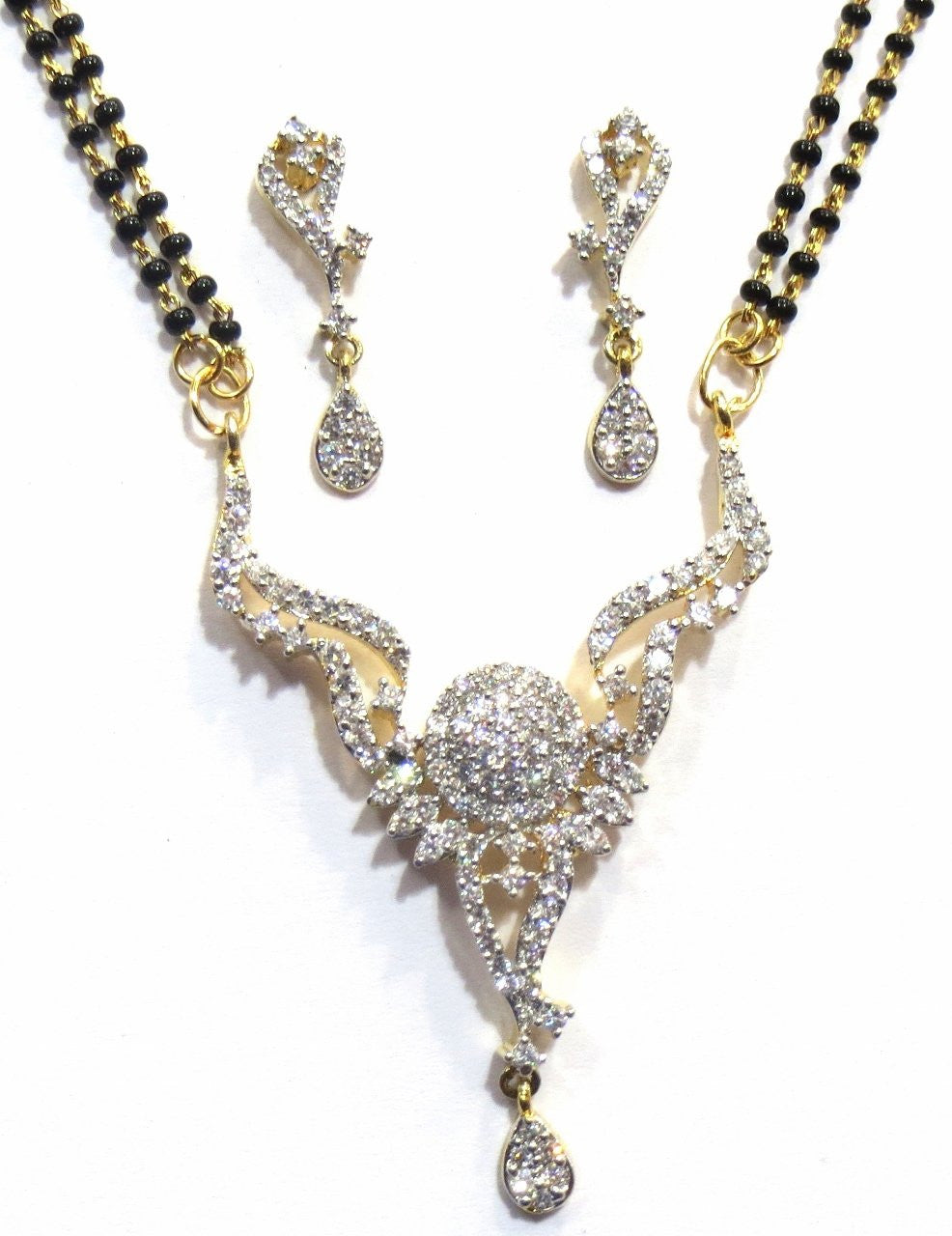 Jewelshingar Girl's Fine Cubic Zirconia A.D. Mangalsutra Set Jewellery ( 7900-p2-a ) - JEWELSHINGAR