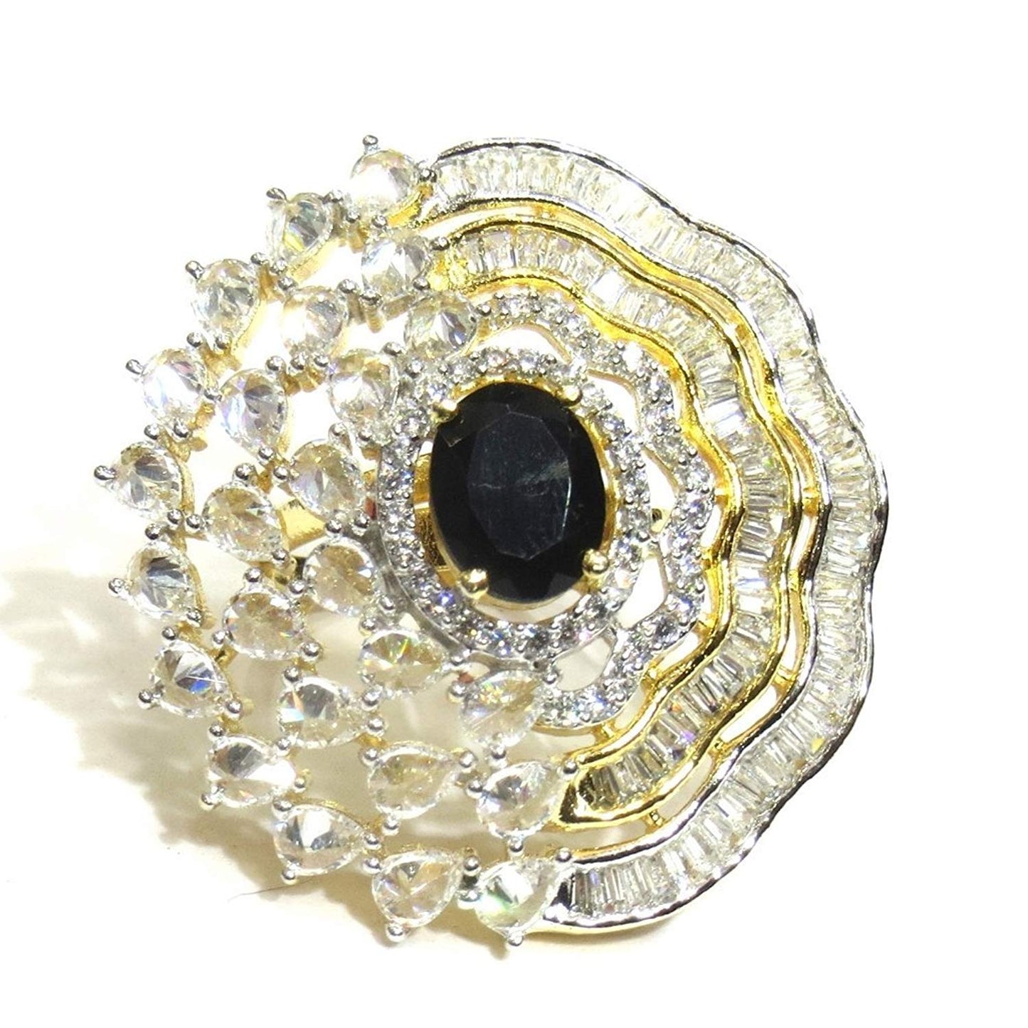 Jewelshingar Jewellery Gold Plated Ring In Black Colour For Women ( 20955-ring-black )