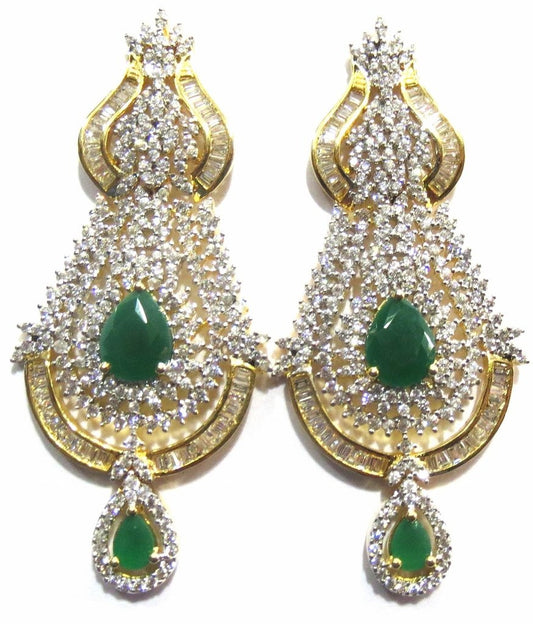 Jewelshingar Women's American Diamond Earrings Danglers Green Studs Jewellery ( 8868-ead-green-1999 ) - JEWELSHINGAR