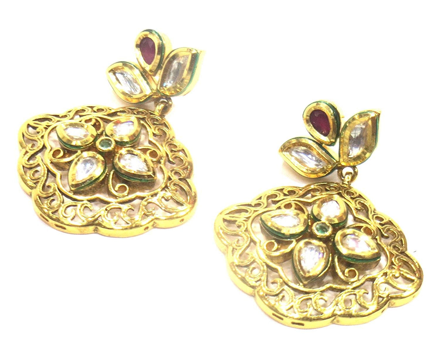 Jewelshingar Jewellery Shingar Jewellery Polki Kundan Super Fine Earrings For Women ( 41949-earrings-ace-ruby )