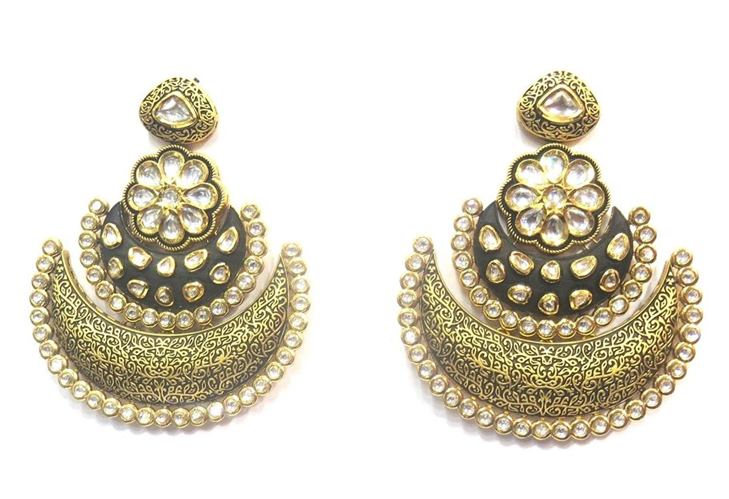 Jewelshingar Jewellery Polki Kundan Dangle & Drop Earrings Earings For Women ( 37139-dce )