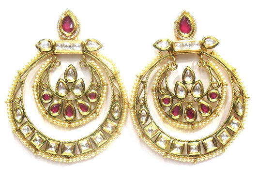 Jewelshingar Jewellery Shingar Jewellery Polki Kundan Super Fine Earrings For Women ( 41885-earrings-ace-ruby )