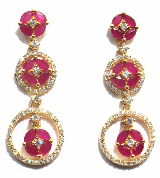 Jewelshingar Cubic Zirconia Earrings Danglers For Women Jewellery ( 9063-ead-ruby ) - JEWELSHINGAR