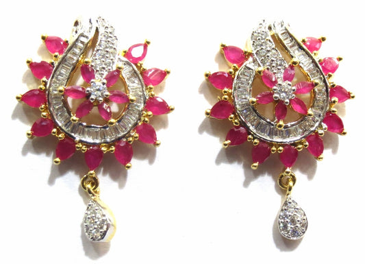 Jewelshingar American Diamond Studs Earrings For Women Jewellery ( 9096-gjt-ruby ) - JEWELSHINGAR