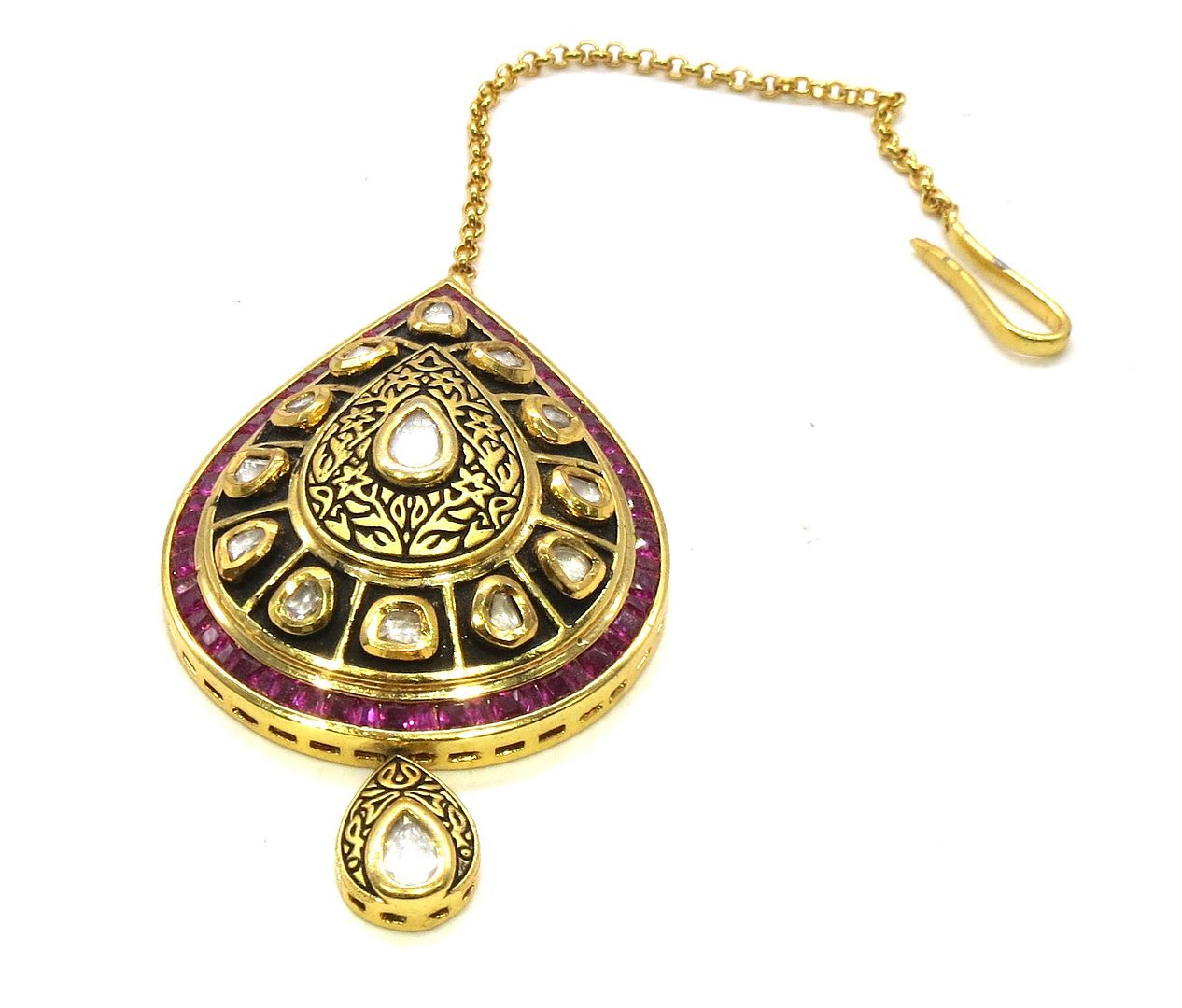 Jewelshingar Jewellery Gold Plated Kundan Maangtikka For Women ( 91863MTK )