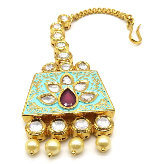 Jewelshingar Jewellery Gold Plated Kundan Maangtikka For Women ( 91894MTK )