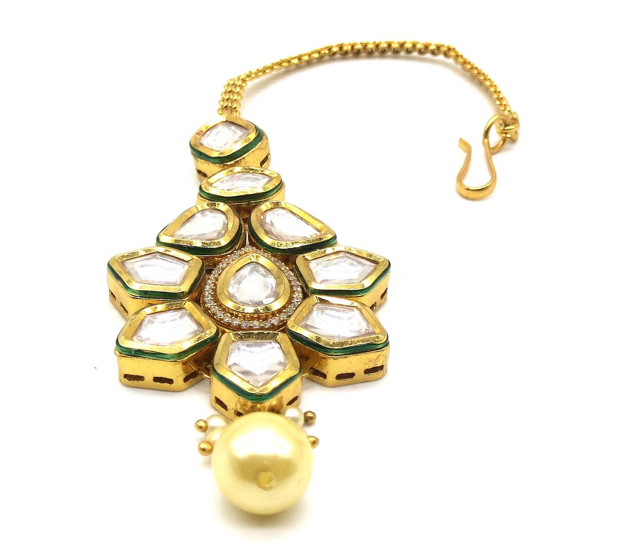 Jewelshingar Jewellery Gold Plated Kundan Maangtikka For Women ( 91899MTK )