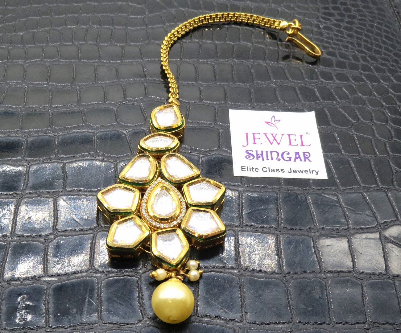 Jewelshingar Jewellery Gold Plated Kundan Maangtikka For Women ( 91899MTK )