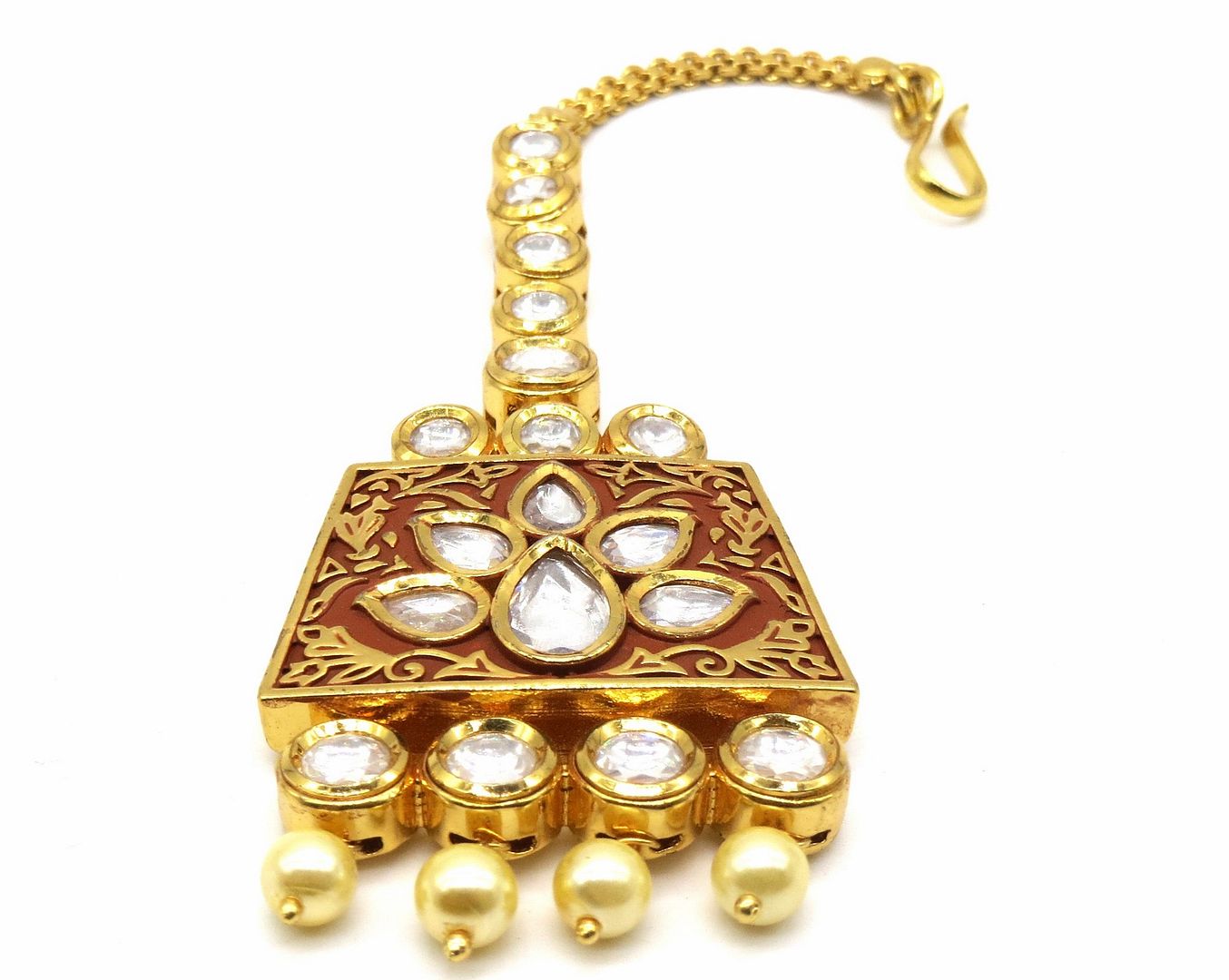 Jewelshingar Jewellery Gold Plated Kundan Maangtikka For Women ( 91904MTK )