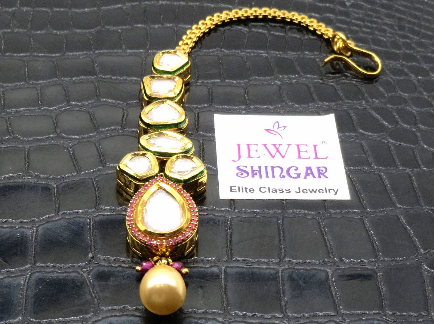 Jewelshingar Jewellery Gold Plated Kundan Maangtikka For Women ( 91909MTK )