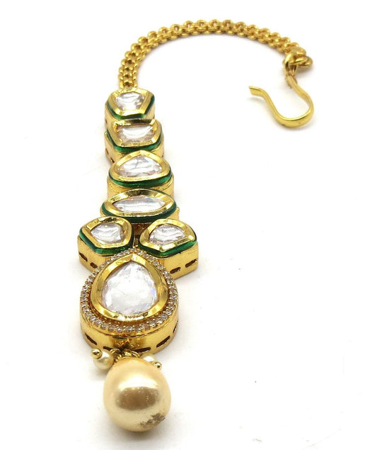 Jewelshingar Jewellery Gold Plated Kundan Maangtikka For Women ( 91929MTK )