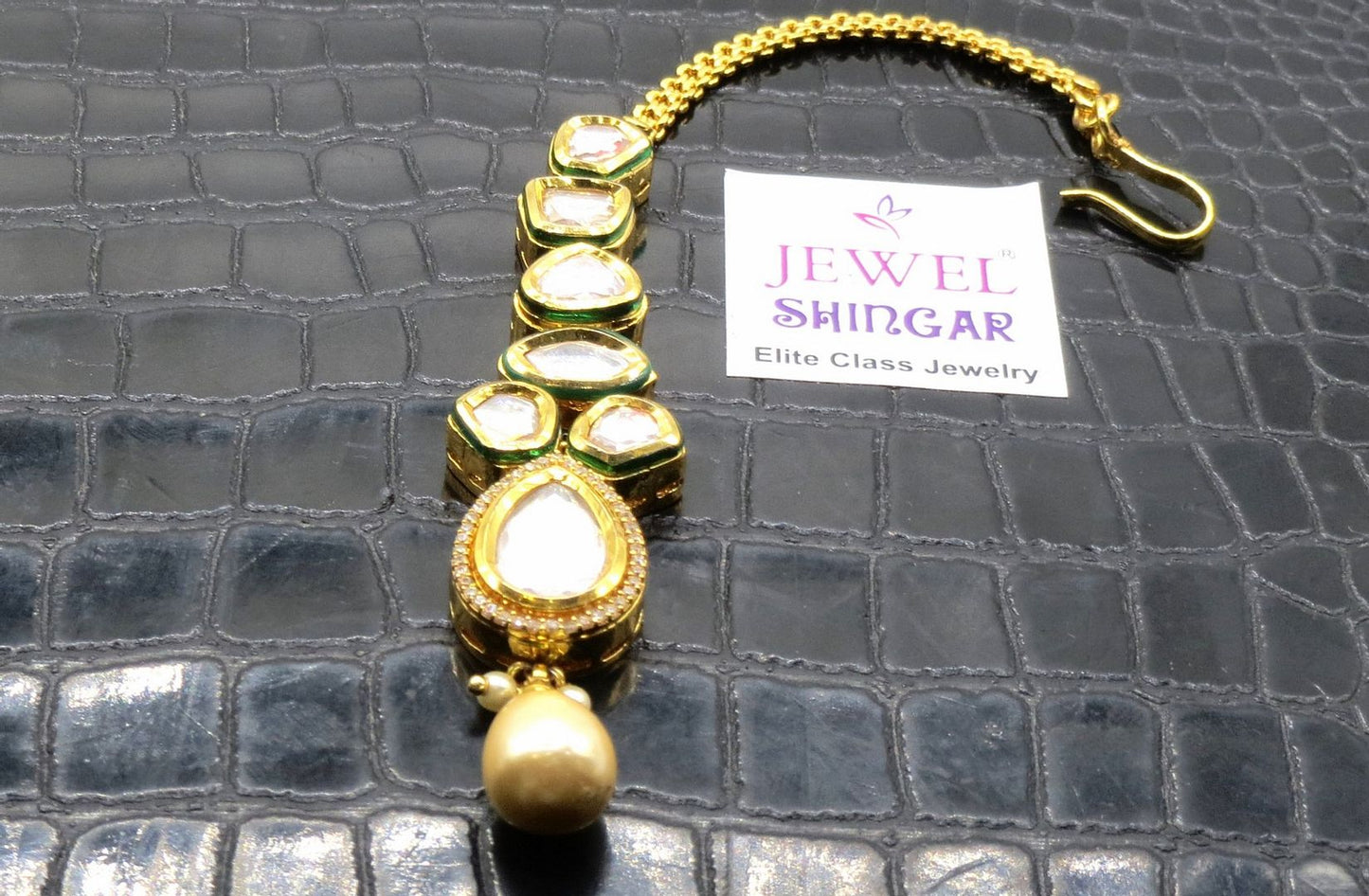 Jewelshingar Jewellery Gold Plated Kundan Maangtikka For Women ( 91929MTK )