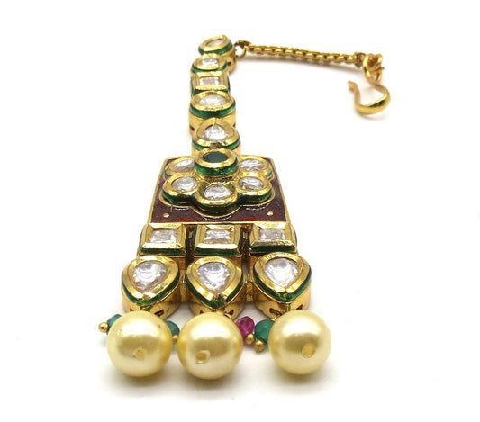 Jewelshingar Jewellery Gold Plated Kundan Maangtikka For Women ( 91934MTK )