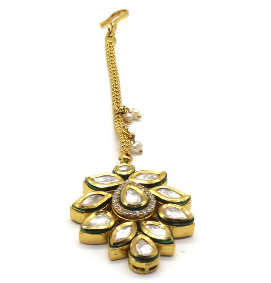 Jewelshingar Jewellery Gold Plated Kundan Maangtikka For Women ( 91944MTK )