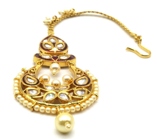 Jewelshingar Jewellery Gold Plated Kundan Maangtikka For Women ( 91949MTK )