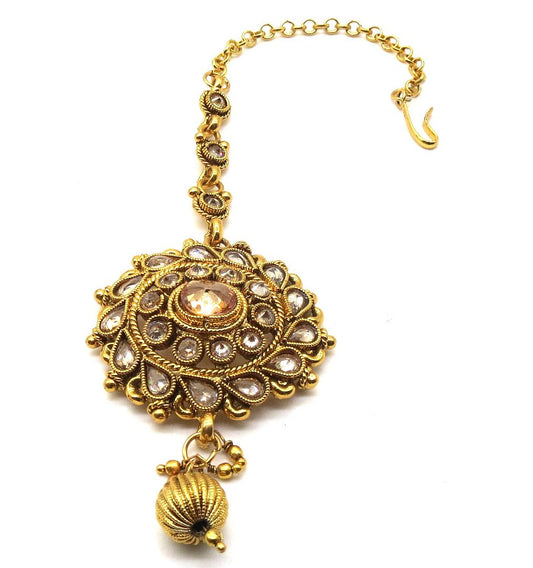 Jewelshingar Jewellery Antique Plated Polki Maangtikka For Women ( 91979MTP )