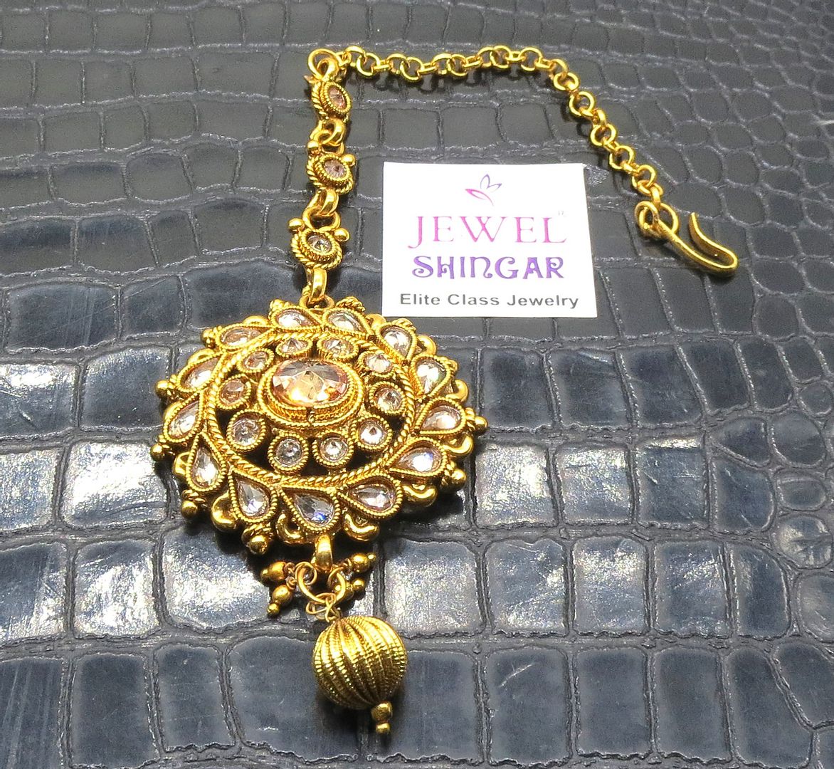 Jewelshingar Jewellery Antique Plated Polki Maangtikka For Women ( 91979MTP )