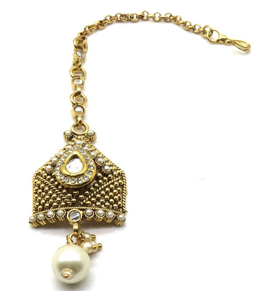 Jewelshingar Jewellery Gold Plated Polki Maangtikka For Women ( 91989MTP )