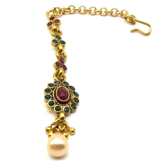 Jewelshingar Jewellery Gold Plated Polki Maangtikka For Women ( 92004MTP )