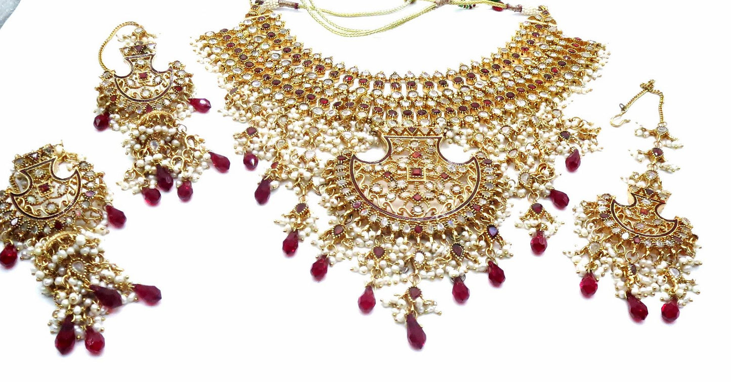 Jewelshingar Jewellery Antique Plated Semi Bridal Choker Necklace With Earrings And Maangtikka For Women ( 92057NEM )