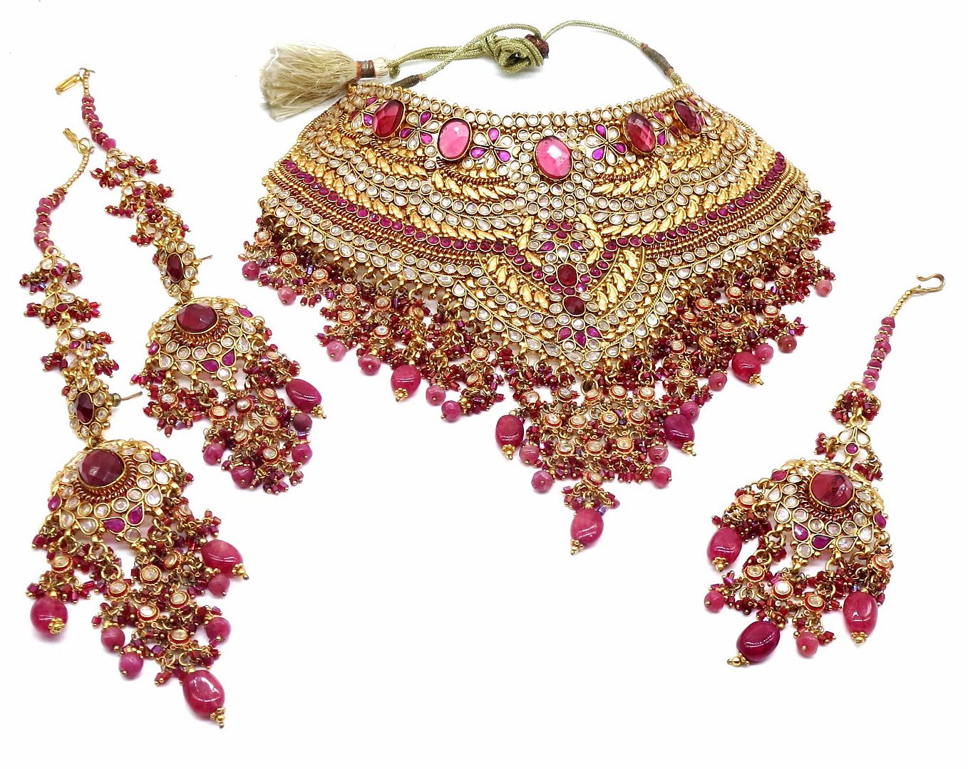 Jewelshingar Jewellery Antique Plated Semi Bridal Choker Necklace With Earrings And Maangtikka For Women ( 92099NEM )