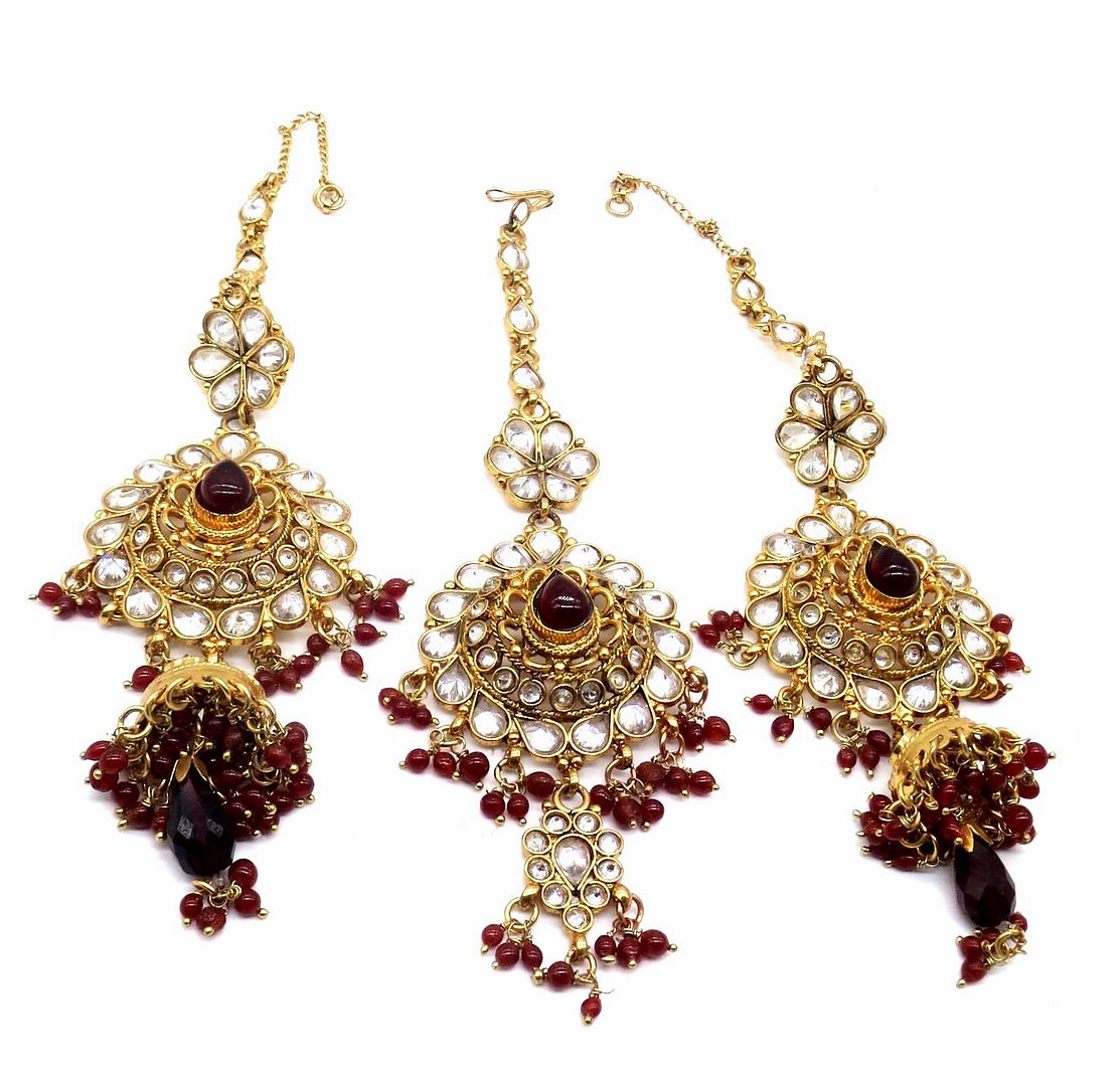 Jewelshingar Jewellery Antique Plated Semi Bridal Choker Necklace With Earrings And Maangtikka For Women ( 92103NEM )