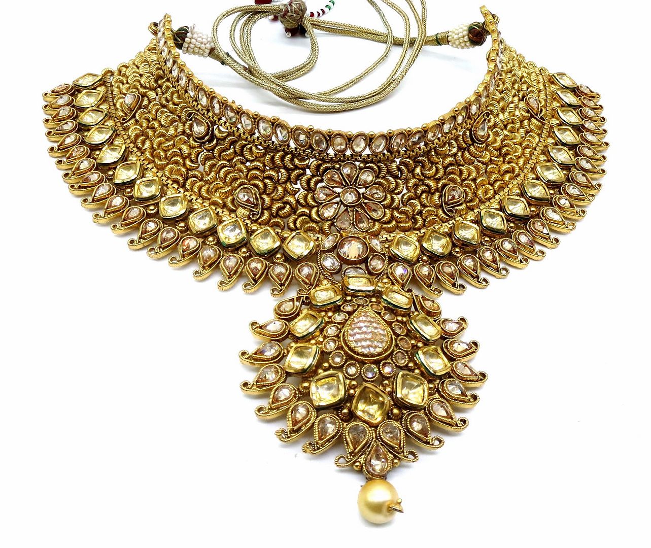 Jewelshingar Jewellery Antique Plated Semi Bridal Choker Necklace With Earrings And Maangtikka For Women ( 92127NEM )