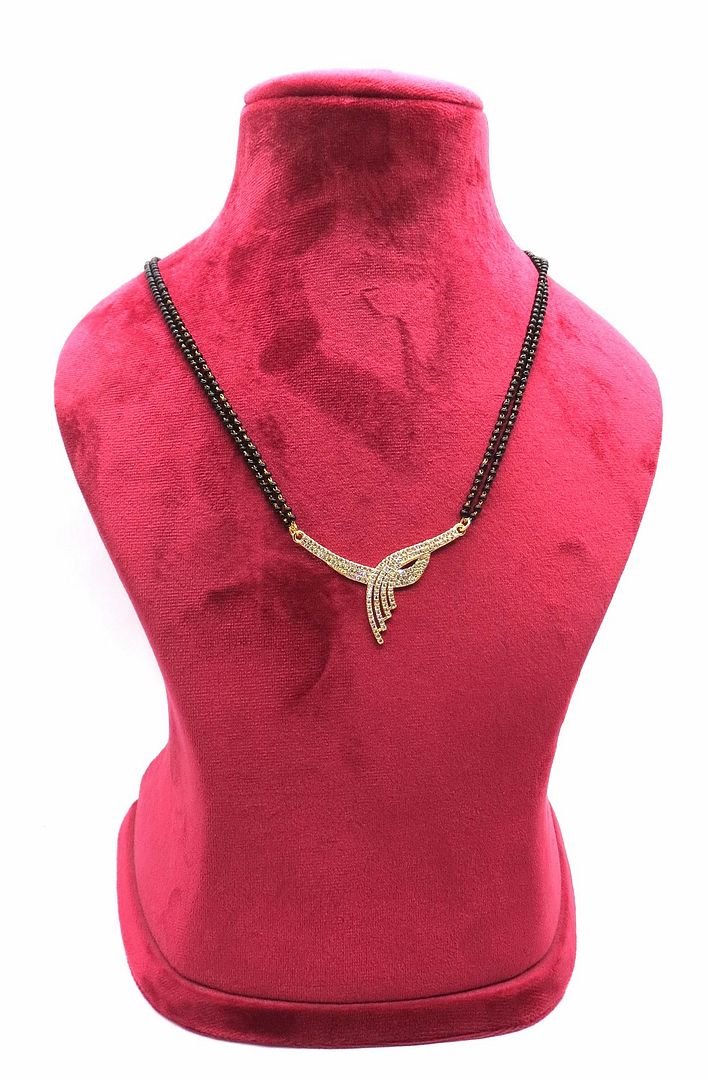 Jewelshingar Jewellery Rosegold Plated Diamond Looking Mangalsutra Pendant with chain For Women ( 92206MSD )
