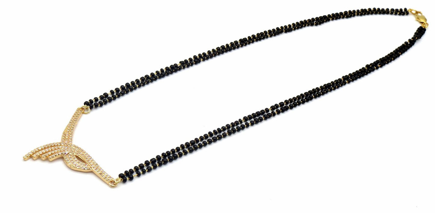 Jewelshingar Jewellery Rosegold Plated Diamond Looking Mangalsutra Pendant with chain For Women ( 92206MSD )