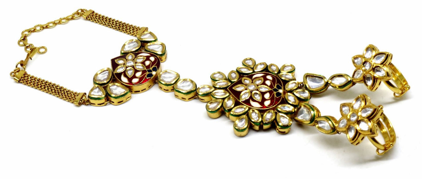 Jewelshingar Jewellery Gold Plated Hathphool For Women ( 92482CBH )