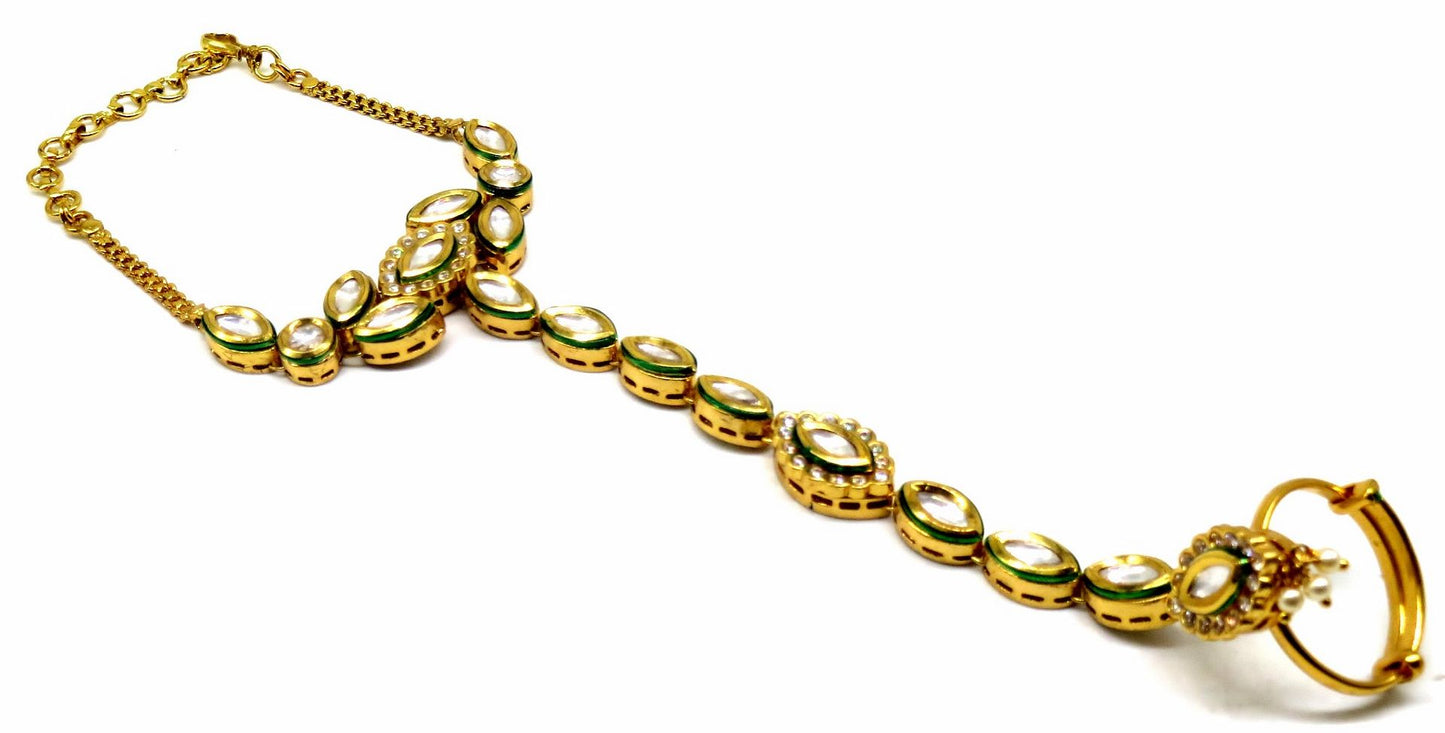 Jewelshingar Jewellery Gold Plated Hathphool For Women ( 92493CBH )