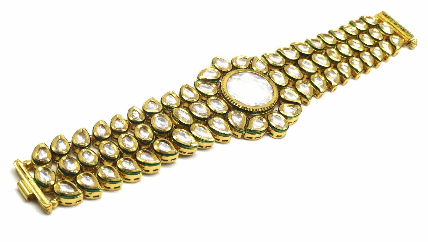 Jewelshingar Jewellery Gold Plated Kundan Bracelet For Women ( 92571CBK )