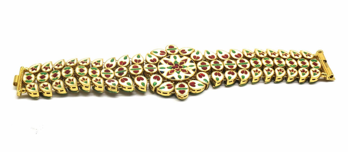 Jewelshingar Jewellery Gold Plated Kundan Bracelet For Women ( 92571CBK )