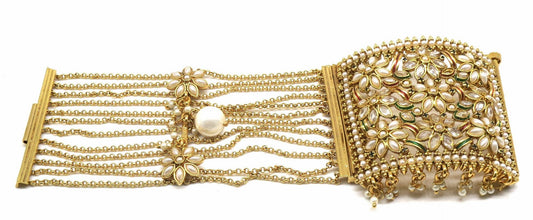 Jewelshingar Jewellery Gold Plated Kundan Bracelet For Women ( 92591CBP )