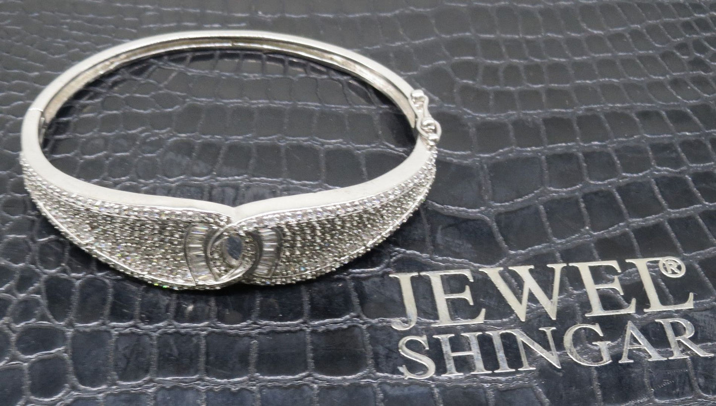 Jewelshingar Jewellery Silver Plated Diamond Bracelet For Women ( 92776BCD )