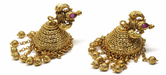 Jewelshingar Jewellery Gold Plated Polki Kundan Earrings For Women ( 92866PEJ )