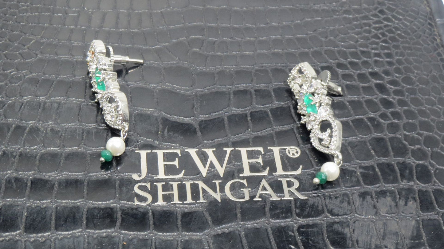 Jewelshingar Jewellery Silver Plated Diamond Earrings For Women ( 92994EAD )