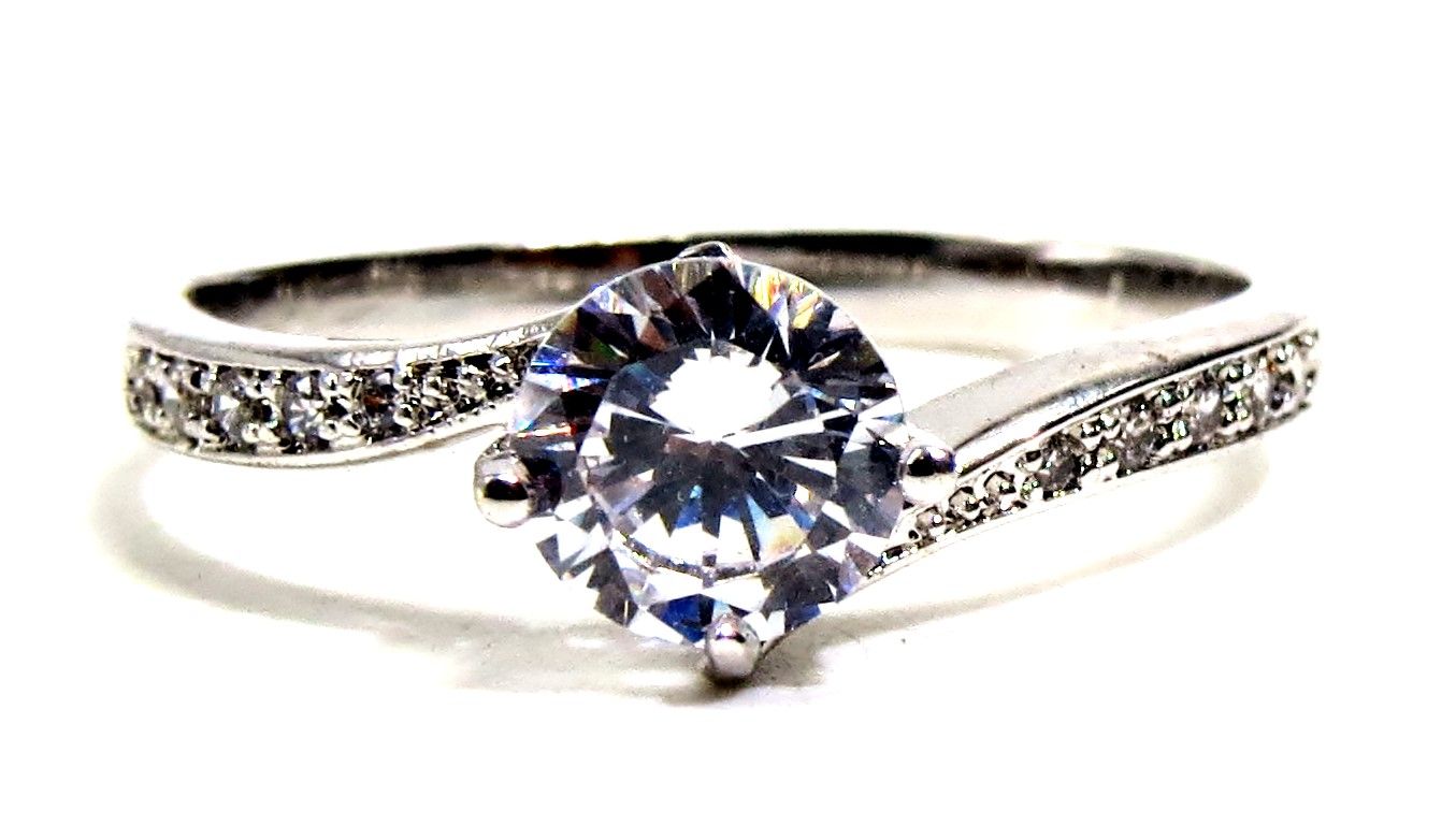 Jewelshingar Jewellery American Diamond Clear Colour Size 18 Silver Plated Ring For Girls ( 93439RIN )