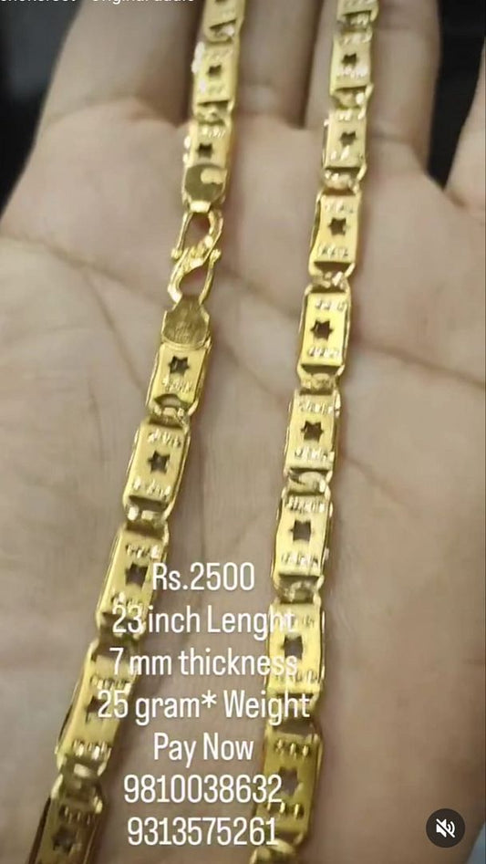 Gold Forming 100 Mg SIZE 23 ( 58.42 CM ) 7 mm 25 Gram Nawabi Biscuit Chain By Chokerset CHWA0020