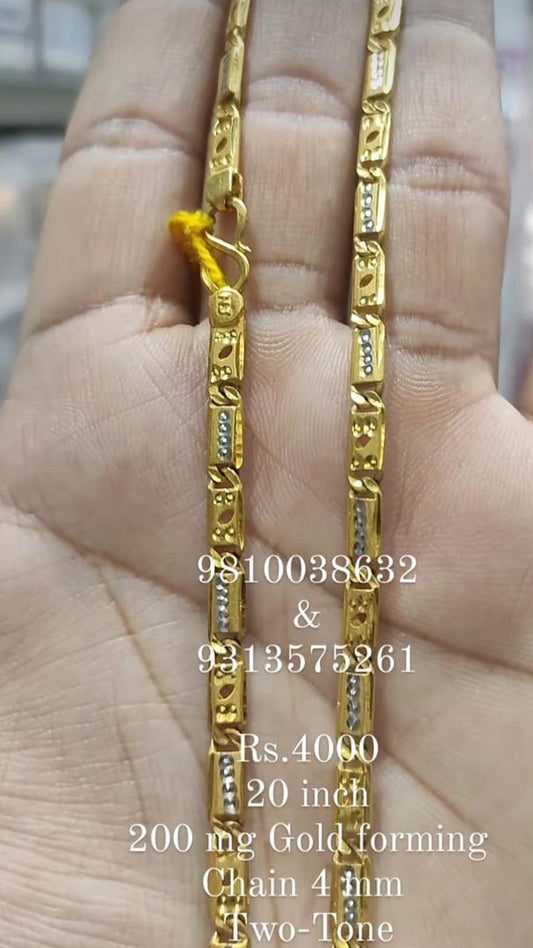 Gold Forming 200 Mg SIZE 20 ( 50.8 CM ) 4 mm 20 Gram Two Tone Chain By Chokerset CHWA0026