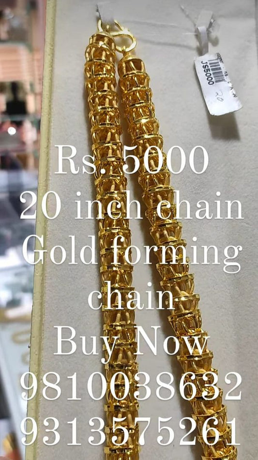 Gold Forming 200 Mg SIZE 20 ( 50.8 CM ) 12 mm 100 Gram Cylindrical Chain By Chokerset CHWA0074