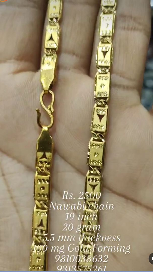 Gold Forming 100 Mg SIZE 19 ( 48.26 CM ) 5.5 mm 20 Gram Nawabi Biscuit Chain By Chokerset CHWA0088