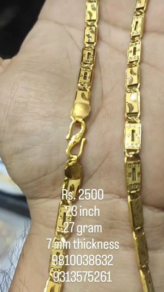 Gold Forming 100 Mg SIZE 23 ( 58.42 CM ) 7 mm 27 Gram Nawabi Biscuit Chain By Chokerset CHWA0092