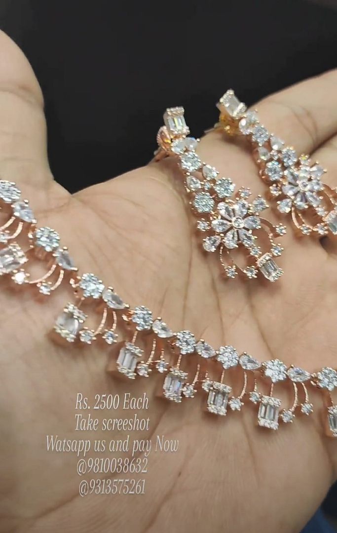 Zircon Necklace In Clear Colour And Rose Gold Plating By Chokerset NKWA0177