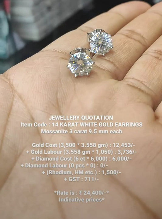 Moissanite EarringsEarrings In Multi Colour Gold Plating By Chokerset JDWA0072