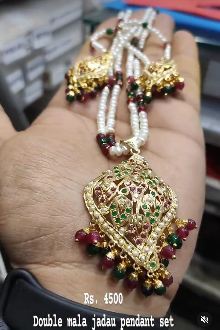 Jadau Pendant Set In Multi Colour Gold Plating By Chokerset JDWA0088