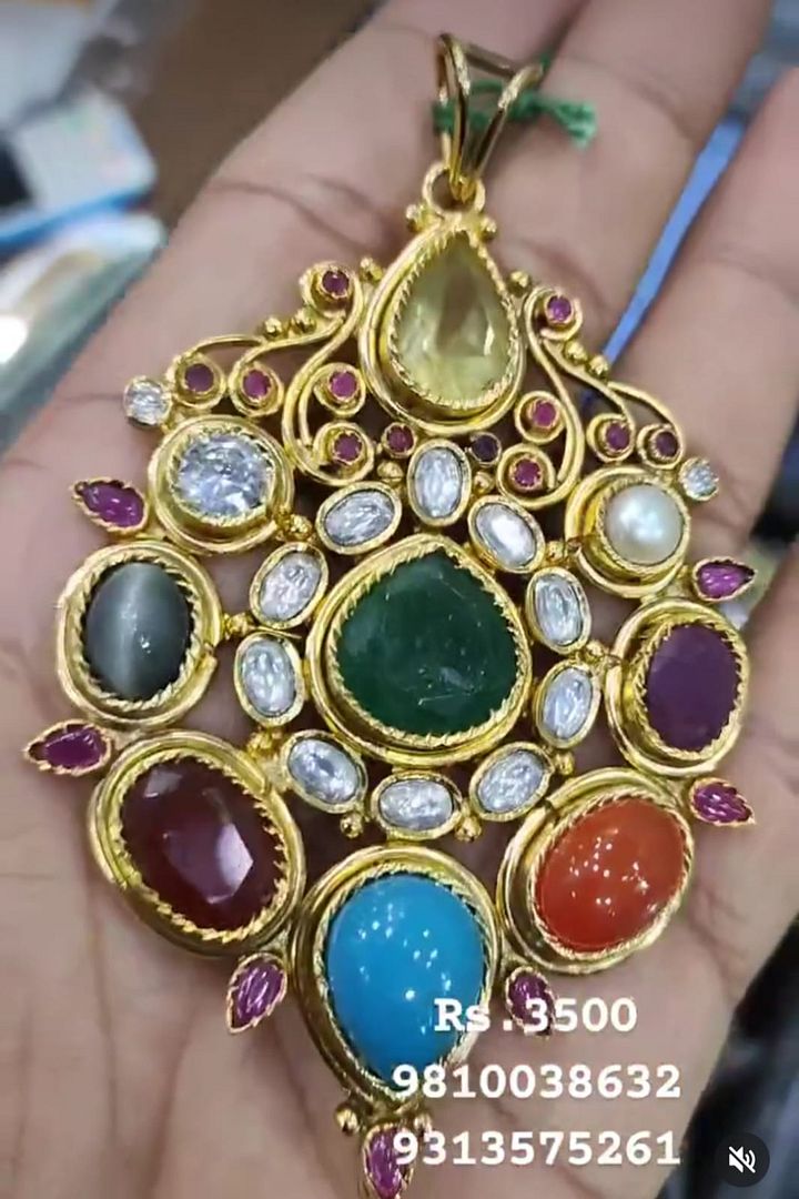 Jadau Pendant In Multi Colour Gold Plating By Chokerset JDWA0089